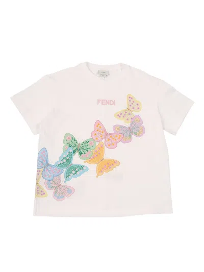 Fendi Jr T-shirt Jersey Tinto In Animal Print