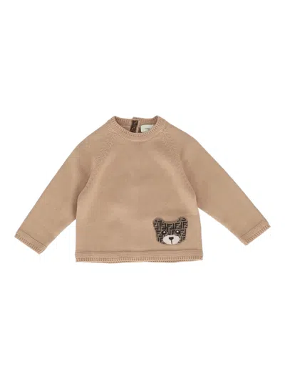 Fendi Jr Kids'  Wool Bear Knitwear In Sand