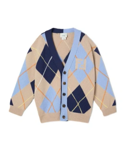 Fendi Junior Cardigan In Gold