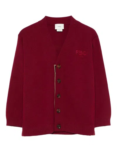 Fendi Junior Cardigan In Red