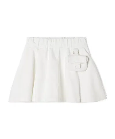 Fendi Junior Mini Skirt In Fleece Fabric With Baguette In White