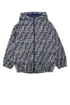 Fendi Patterned Hooded Jacket In Blue