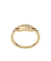 Fendi Kaligraphy Embossed-logo Ring In Yellow