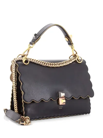 Pre-owned Fendi Kan I Bag Leather Medium Shoulder Bag In Black