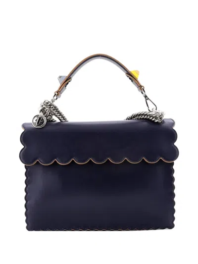 Pre-owned Fendi Kan I Bag Leather Medium Shoulder Bag In Blue