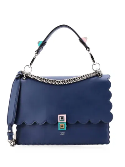 Pre-owned Fendi Kan I Bag Leather Medium Shoulder Bag In Blue