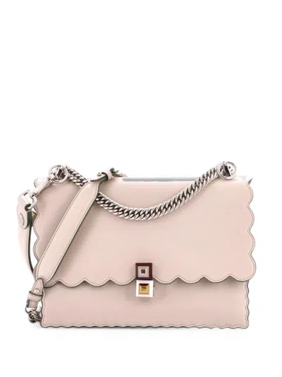 Pre-owned Fendi Kan I Bag Leather Medium Shoulder Bag In Neutrals