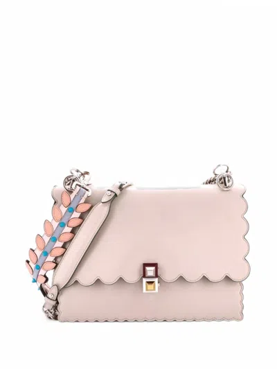 Pre-owned Fendi Kan I Bag Leather Medium Shoulder Bag In Neutrals
