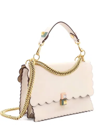 Pre-owned Fendi Kan I Bag Leather Medium Shoulder Bag In White