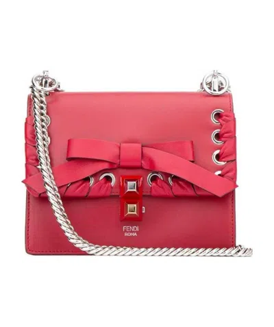 Fendi Kan I Bowknot Calfskin Shoulder Bag In Red
