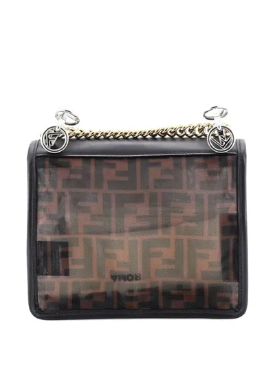 Pre-owned Fendi Kan I F Zucca Mesh Small Shoulder Bag In Brown