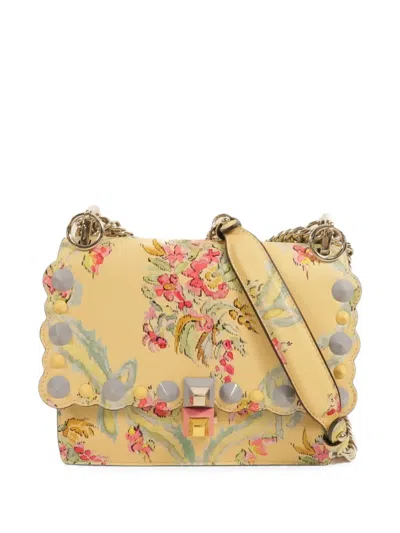Pre-owned Fendi Kan I Floral-print Shoulder Bag In Yellow