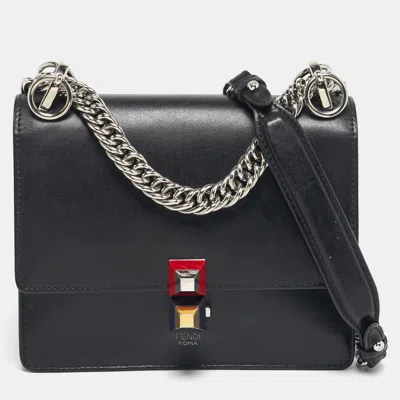 Pre-owned Fendi Kan I Mini Black Leather Shoulder Bag