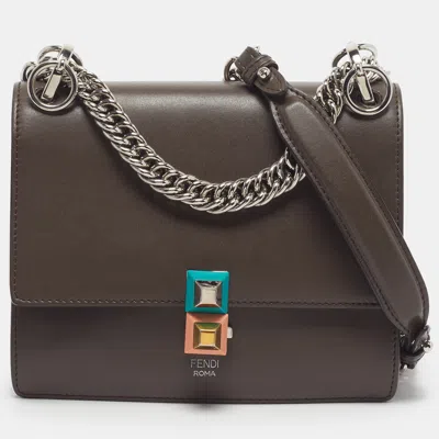 Pre-owned Fendi Kan I Mini Brown Leather Shoulder Bag