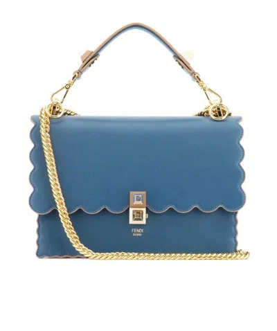 Fendi Kan I Scallop-edged Handbag In Blue