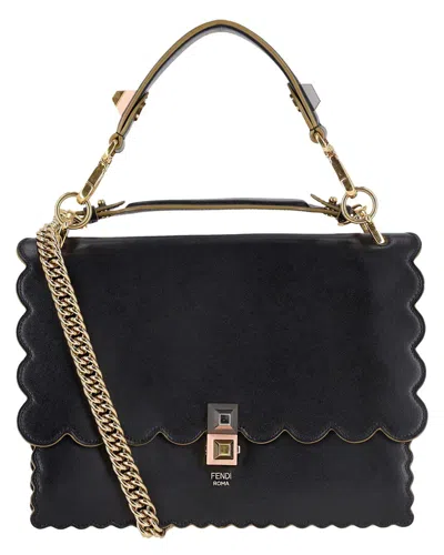 Pre-owned Fendi Kan I Scalloped Vitello Liberty Leather Studded Medium Shoulder Bag  (authentic Pre-loved)
