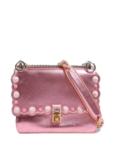 Pre-owned Fendi Kan I Scalloped-edge Shoulder Bag In Pink