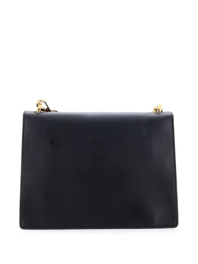 Pre-owned Fendi Kan U Leather Medium Shoulder Bag In Black