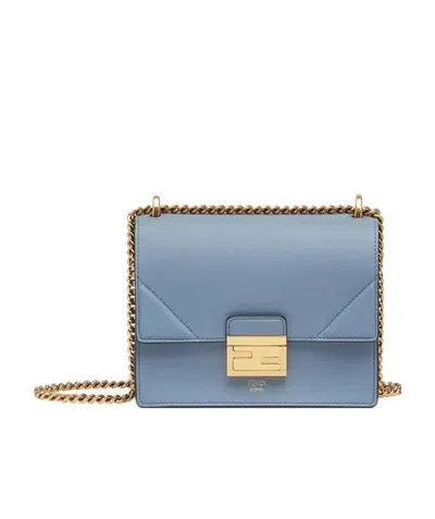 Fendi Kan U Small Shoulder Bag In Blue