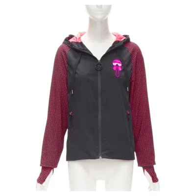 Pre-owned Fendi Karl Loves Black Pink Polka Dot Nylon Activewear Windbreaker Jacket