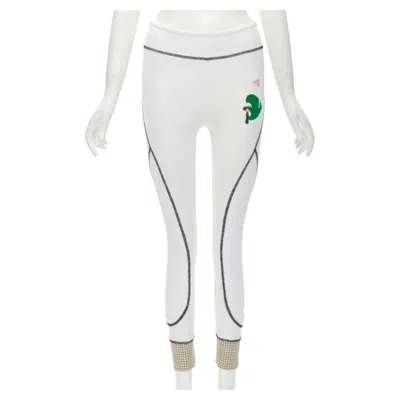 Pre-owned Fendi Karl Loves Golf White Mesh Insert Overstitched Legging Pants Xs