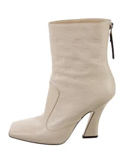 Pre-owned Fendi Karligraphy Accent Leather Boots In Neutral