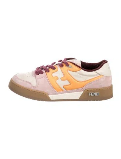 Pre-owned Fendi Karligraphy Accent Leather Sneakers In Multi
