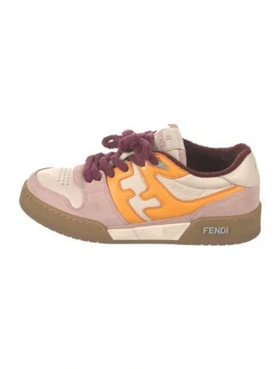 Pre-owned Fendi Karligraphy Accent Leather Sneakers In Pink