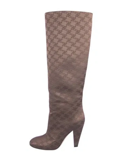 Pre-owned Fendi Karligraphy Accent Satin Boots
