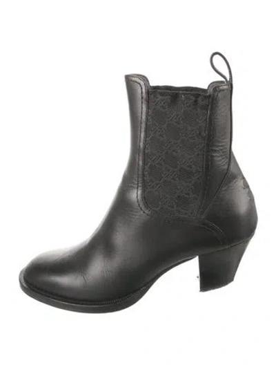 Pre-owned Fendi Karligraphy Chelsea Ankle Boots Leather Chelsea Boots In Black