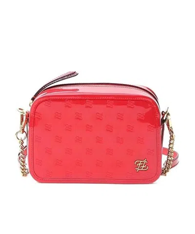Fendi Karligraphy Embossed Crossbody Bag In Red