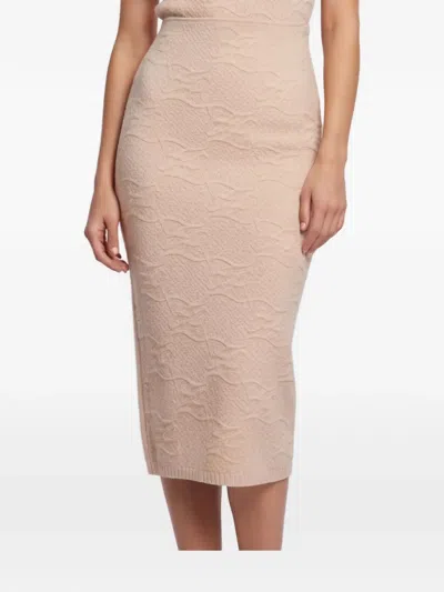Pre-owned Fendi Karligraphy Embossed Jacquard Pencil Skirt In Pink