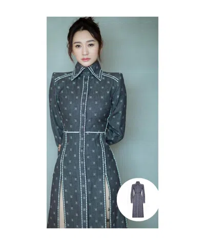 Fendi Karligraphy Motif Shirt Dress In Black