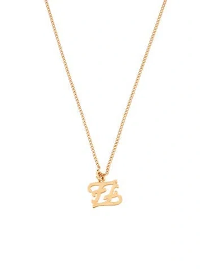 Pre-owned Fendi Karligraphy Pendant Necklace, 20.5" In Multicolor