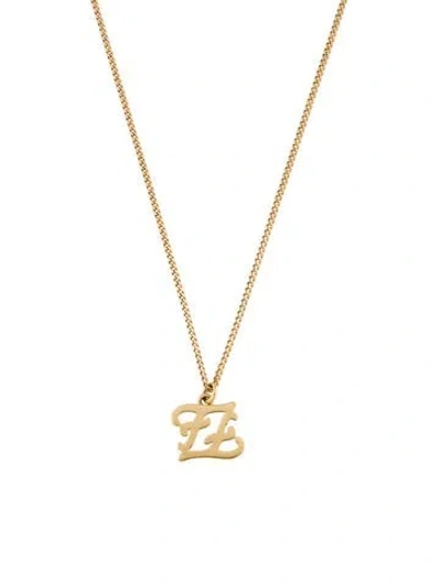 Pre-owned Fendi Karligraphy Pendant Necklace, 20.75" In Multi