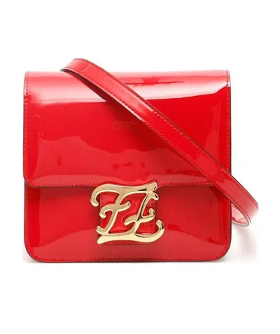 Fendi Karligraphy Shoulder Bag In Red