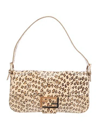 Pre-owned Fendi Karung Baguette In Neutral