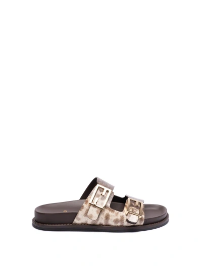 Fendi Stylish Beige Snake Print Sandals For Women