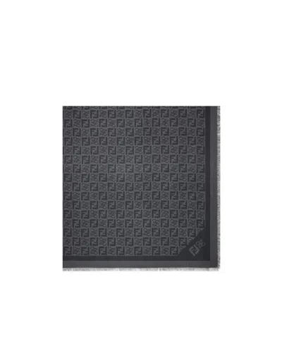 Fendi Keffiyeh Monogram Silk-blend Scarf In Gray