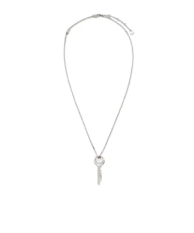 Fendi Key-shaped Pendant Thin Necklace In White