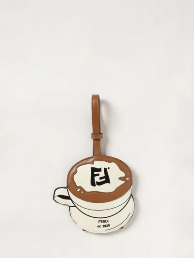 Fendi Keyring Men Color Leather In White