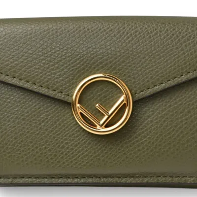 Pre-owned Fendi Khaki Leather Wallet (tri-fold) () In Brown