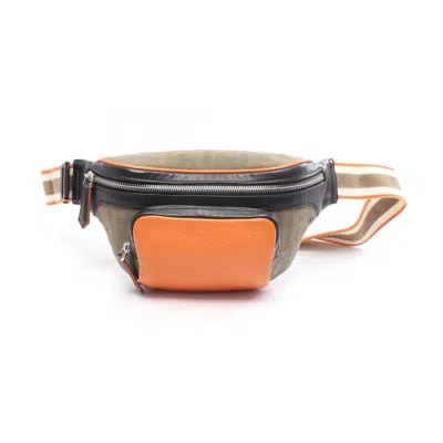 Pre-owned Fendi Khaki Multi-color Orange Canvas Leather Fanny Pack Sling Bag ()
