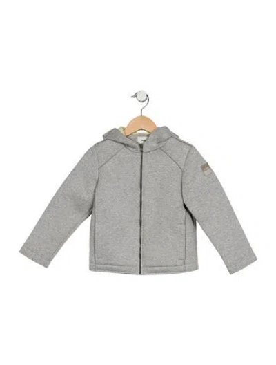 Pre-owned Fendi Babies' Kid Boys' Solid Long Sleeve Hooded Jacket In Gray