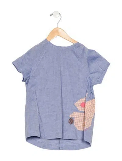 Pre-owned Fendi Kid's Girl's Short Sleeve Shirt In Blue