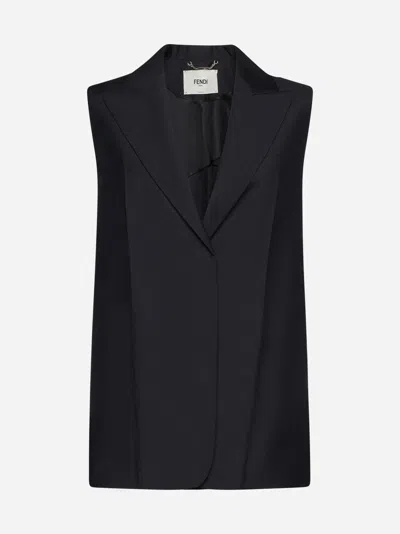 FENDI KID MOHAIR SINGLE-BREASTED VEST