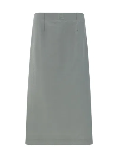 Fendi Light Grey Mohair Blend Skirt In Multicolor