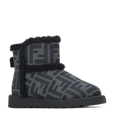 Fendi Kids Ankle Boots In Black