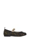 Fendi Bow-detail Ff-jacquard Ballerina Shoes In Black