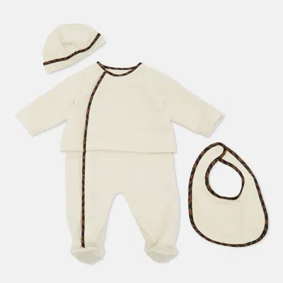 Pre-owned Fendi Kids Beige Cotton Onesie Set 6m In Sand